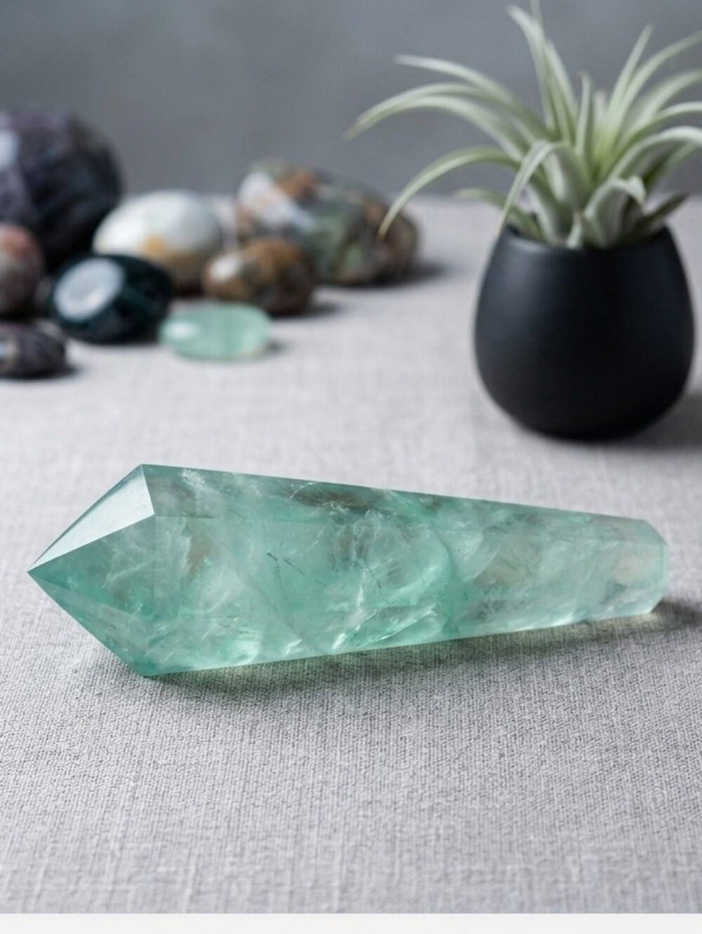 Green Fluorite Point Crystal Wand -Baja Blast